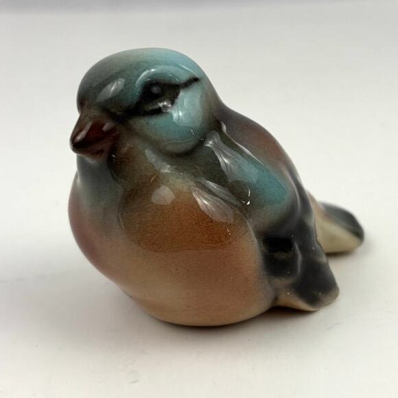 VTG Glossy Chickadee Bird Figurine Made in Austria Golden Crown - Picture 5 of 13